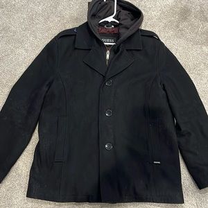 Guess pea coat with a hood